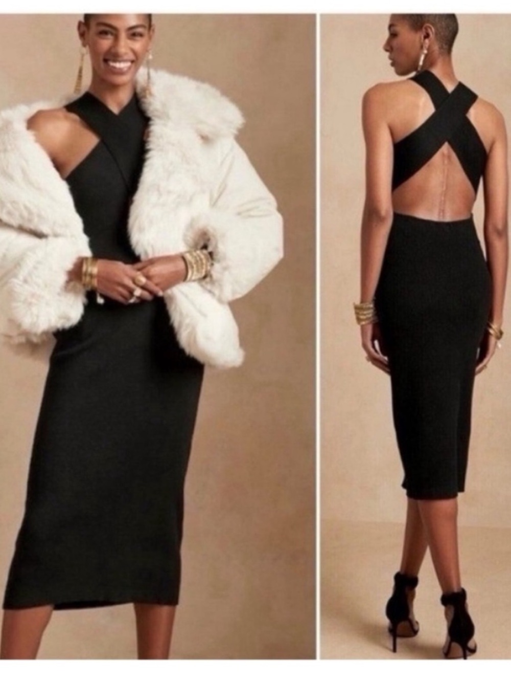Banana Republic Volta Black Knit Sleeveless Halter Sweater
Midi Dress Sz XS NEW